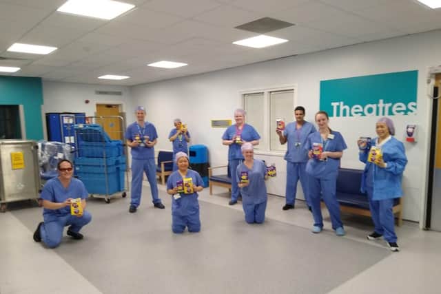 The charity presented Easter eggs to medical staff at hospitals.