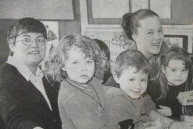 Children from Kirkinriola Community Playgroup pictured with Gary and Karen from Jollyes who visited the playgroup with some baby rabbits.
2000