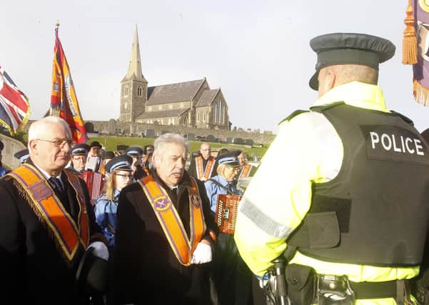 07/12/2014: Portadown Orangemen mark 6,000 days of their protest at Drumcree. They have been prevented from parading from Drumcree church to Carleton Street Orange Hall in the town centre since the traditional return procession was banned by the Parades Commisson in July 1998.