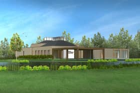 An artist's impression of the new crematorium on the Doagh Road site.