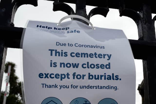 A sign informing the public that Larne (Greenland) Cemetery, Upper Cairncastle Road, is shut.
