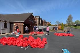 Parcels ready for delivery at Carrickfergus Free Presbyterian Church.