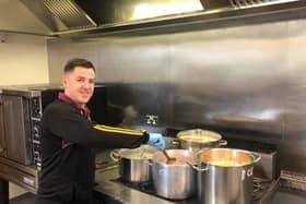 Bready's David Scanlon, on cooking duties, as the clubs volunteers delivered more than 300 cooked meals to elderly and vulnerable members of the local community during the COVID-19 crisis.