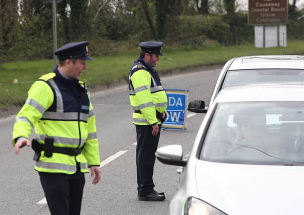A Garda checkpoint near Muff on the border between Londonderry and Donegal  – reports say there are no checks coming from Cavan into Fermanagh