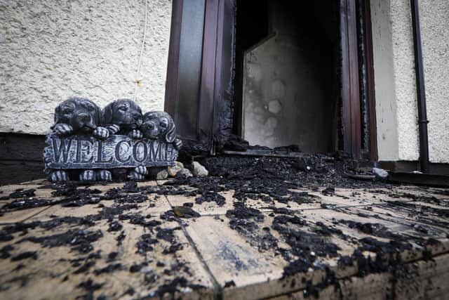 Police are appealing for information following the report of an arson attack at the Larne property. 
 
Photo by Kelvin Boyes / Press Eye.