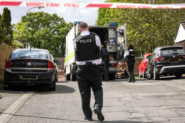 Pictured: PSNI and Army Technical Officers at the scene of a security alert in Craigavon. Picture: Philip Magowan / PressEye