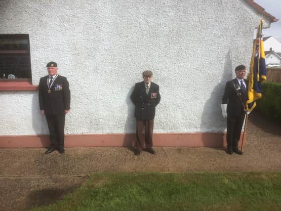 Magherafelt RBL Chairman Comrade Derek Finlay, left, with Andy Charles and Comrade Vance Finlay.