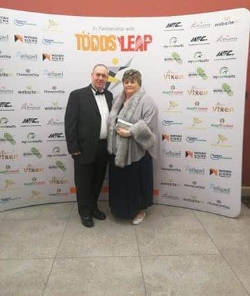 Andy and Aurelia, at the Spirit of NI Awards, where Andy was shortlisted for most inspirational runner