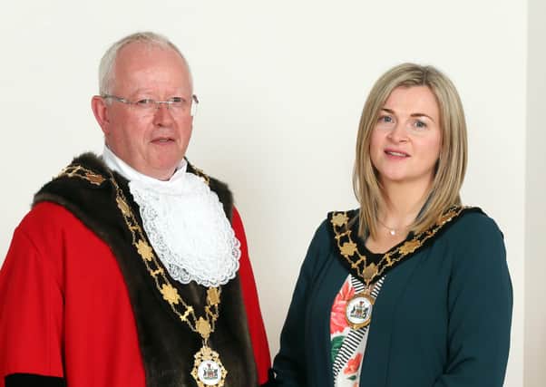 Mayor of Antrim and Newtownabbey, Ald John Smyth and Deputy Mayor, Cllr Anne Marie Logue. Pic by Pacemaker.