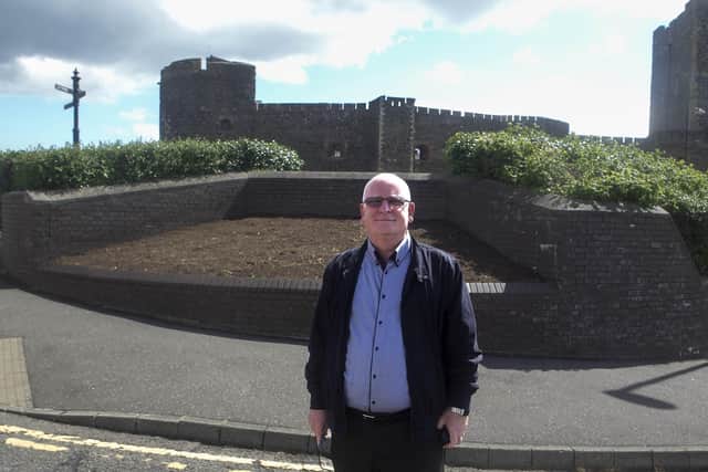Ald Billy Ashe MBE saw how a new floral tribute to keyworkers is progressing in Carrickfergus.
