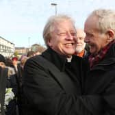 Rev David Latimer, First Derry Presbyterian Church and Martin McGuinness at the Bloody Sunday Memorial Service in Londonderry in January 2017. Photo: Lorcan Doherty / Presseye.com