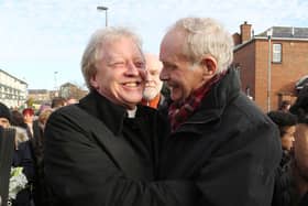 Rev David Latimer, First Derry Presbyterian Church and Martin McGuinness at the Bloody Sunday Memorial Service in Londonderry in January 2017. Photo: Lorcan Doherty / Presseye.com
