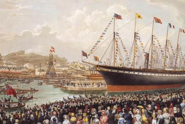 The launch of the Iron Steam Ship Great Britain, 19th July 1843