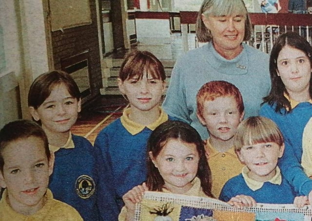 Some of the P4-P7 classes at Antiville Primary School whose work is to go on display at the Millennium Dome.
1999