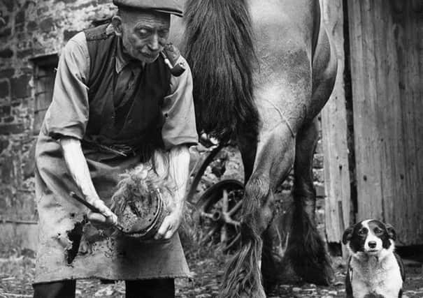 Killyleagh Blacksmith pictured in 1955. Photograph courtesy of Northern Ireland Historical Photographical Society Facebook page (https://www.facebook.com/Northern-Ireland-Historical-Photographical-Society-225424414683936/)
