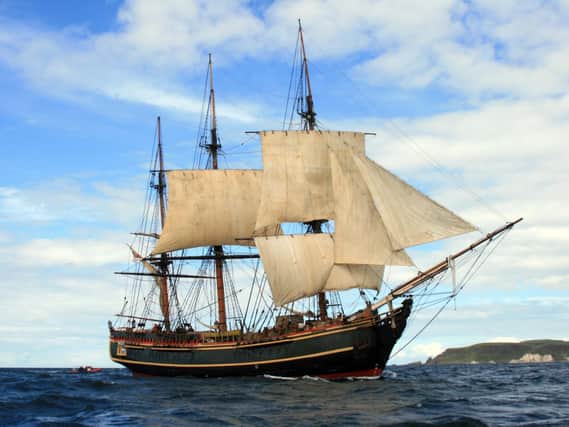 HMS Bounty in Rathlin Sound in August 2007 on her way to Maryport from Londonderry. Picture: JPI Media NI