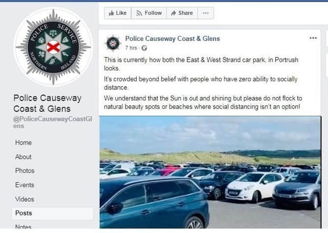 Snapshot of the PSNI Facebook page