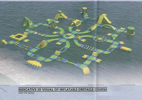 An image from the blueprints of the plans on the publicly available Planning Portal online, showing an inflatable obstacle course