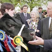 The Duke of Edinburgh inspects a Champion Bull at the 1996 Balmoral Show. Picture: News Letter archives