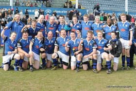 Andrew (front row, second left) with the Coleraine First XV Town's Cup winning side