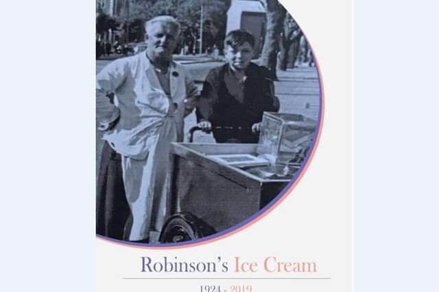 Jimmy Robinson's Italian grandmother Coradena Gerardi serving a customer from her bicycle icecream cart.