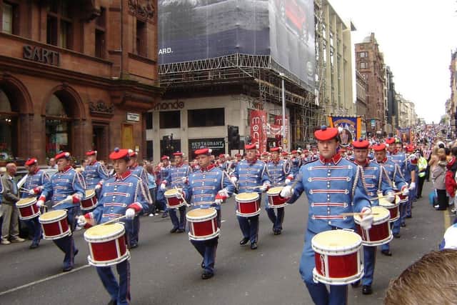 Pride of the Hill Flute Band, Rathfriland, parading in Glasgow in 2005. Picture courtesy of Brian Weir