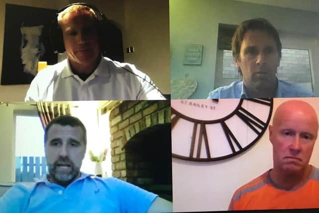 On the latest episode of the show are, clockwise, from top left, Mark Patterson, host Alistair Bushe, Kyle McCallan and Michael Turkington