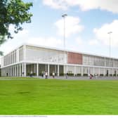 A perspective of the new South Lakes Leisure Centre in Craigavon.