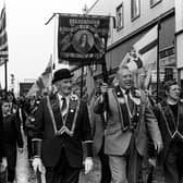 The annual march by Apprentice Boys of Derry in August 1981; pictured on the march are the Reverend Ian Paisley and the Reverend Willy McCrea