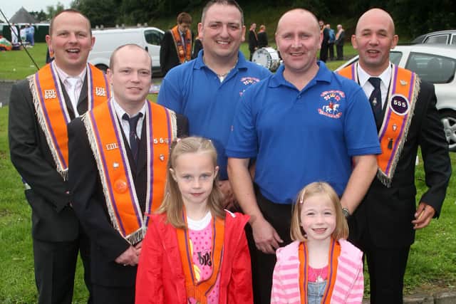 Members of Connor LOL 555 at the Twelfth in Ballymena. BT29-218AC