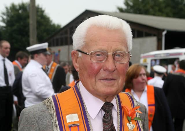 John Cupples, of Fernisky LOL 115, at his 68th Twelfth celebration in Ballymena. BT29-231AC