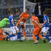 Coleraine and Glenavon battle towards a scoreless draw at The Showgrounds. Pic by PressEye Ltd.