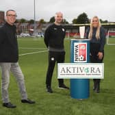 Paddy McLaughlin is pictured with NIFWA Chair Ruth Gorman, Aktivora Director Mark Forsythe (left) and sales agent Tommy Kincaid.