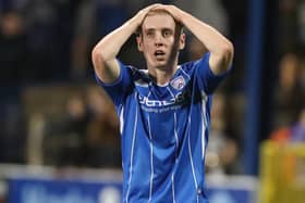 Conor McKendry looks frustrated as a chance goes begging for Coleraine