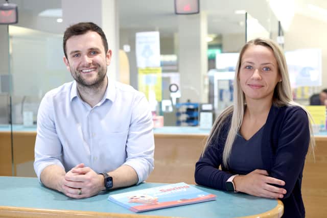 Shannon Gordon and Charles Allen who work in the Ballymena Credit Union loan office will feature in episode one of the new BBC-! NI programme - The Borrowers