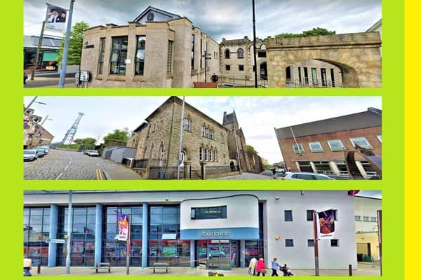 The three buildings to be lit up: The Bridewell, Ranfurly House, and Burnavon