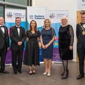 President, Garry MacDonald with special guests, Donal Rogan, Sir Jeffrey Donaldson, Cara McCrory, Alderman Amanda Grehan, Cllr Hazel Legge and the Mayor Alderman Stephen Martin