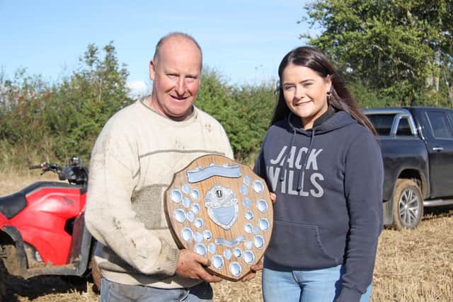 Runner-up to the champion of the field was Allen McAnally who received his award from host farmer Tammy McCammond. Picture: Julie Hazelton