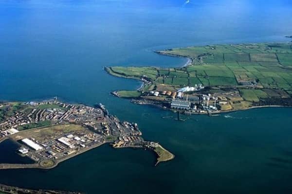 An aerial view of Islandmagee.