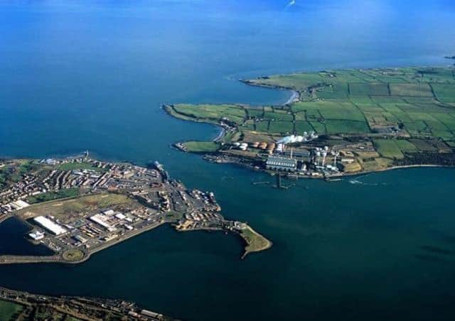 An aerial view of Islandmagee.