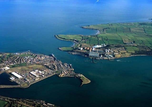 An aerial view of Islandmagee.