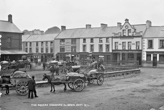 Market Day in Dromore captured by photoprapher French, Robert, 1841-1917