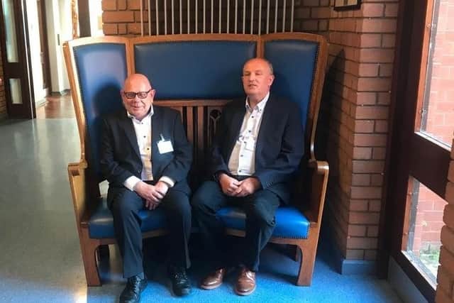 Jim Mullholland and  John Agnew on The Blue Seat