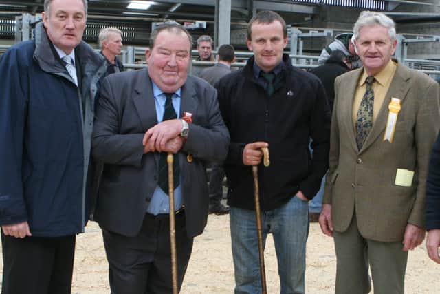 John Taggart from the Northern Bank, John Murphy, judge, Mark Smyth, Harold Dickey and Ian Kennedy at the URBA show in Ballymena Mart in October 2008. Picture: Kevin McAuley/Farming Life archives