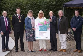 Pictured, left to right, Alderman Jim Dillion (Lisburn and Castlereagh City Council), Mayor Stephen Martin (Lisburn and Castlereagh City Council), Councillor Frances Burton (NILGA), Imelda Hagan (Hillside Bar), Dr Michael Wardlow (Translink chairman), Gerry Hagan (Hillside Bar) and Stephen Mackle, (Lisburn and Castlereagh City Council)