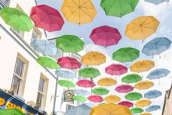 One of Mid and East Antrim Council's previous urban art projects saw 'Umbrella Street' launched in Carrickfergus town centre.