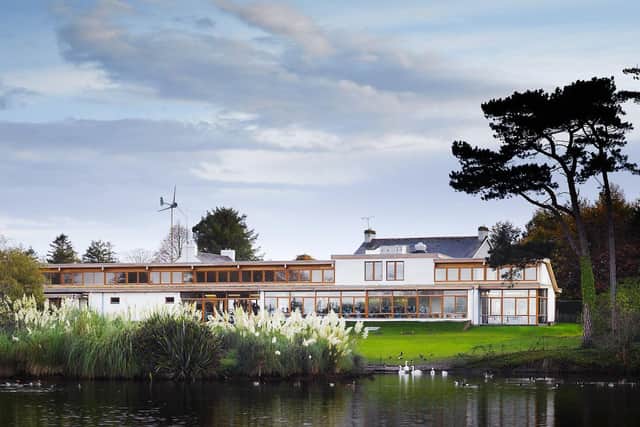 View of Castle Espie centre from across the lake