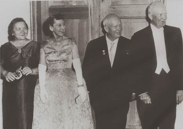 Nikita Khruschev and Dwight Eisenhower with their wives at a state dinner in 1959, both men were still leaders of the Soviet Union and the United States of America respectively at the time.