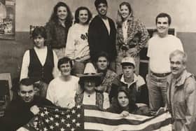 American visitors were welcomed to Taughmonagh in 1991 with a barn dance, Included is organiser Elaine Scott (centre)