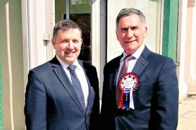 Harold McKee (right) with then-UUP leader Robin Swann in 2017